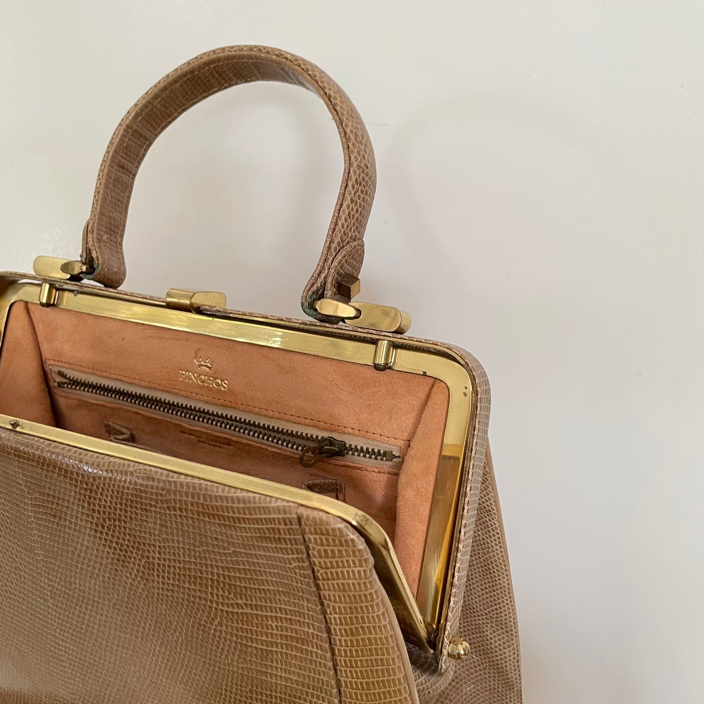 Vintage 1950s Ladies frame bag in Sand made in Australia