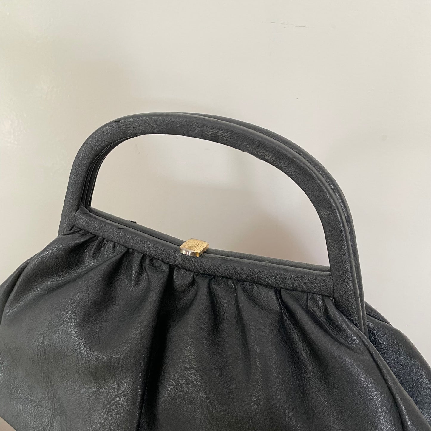 Vintage 1960s Vegan Leather Bag With Gold Clasp