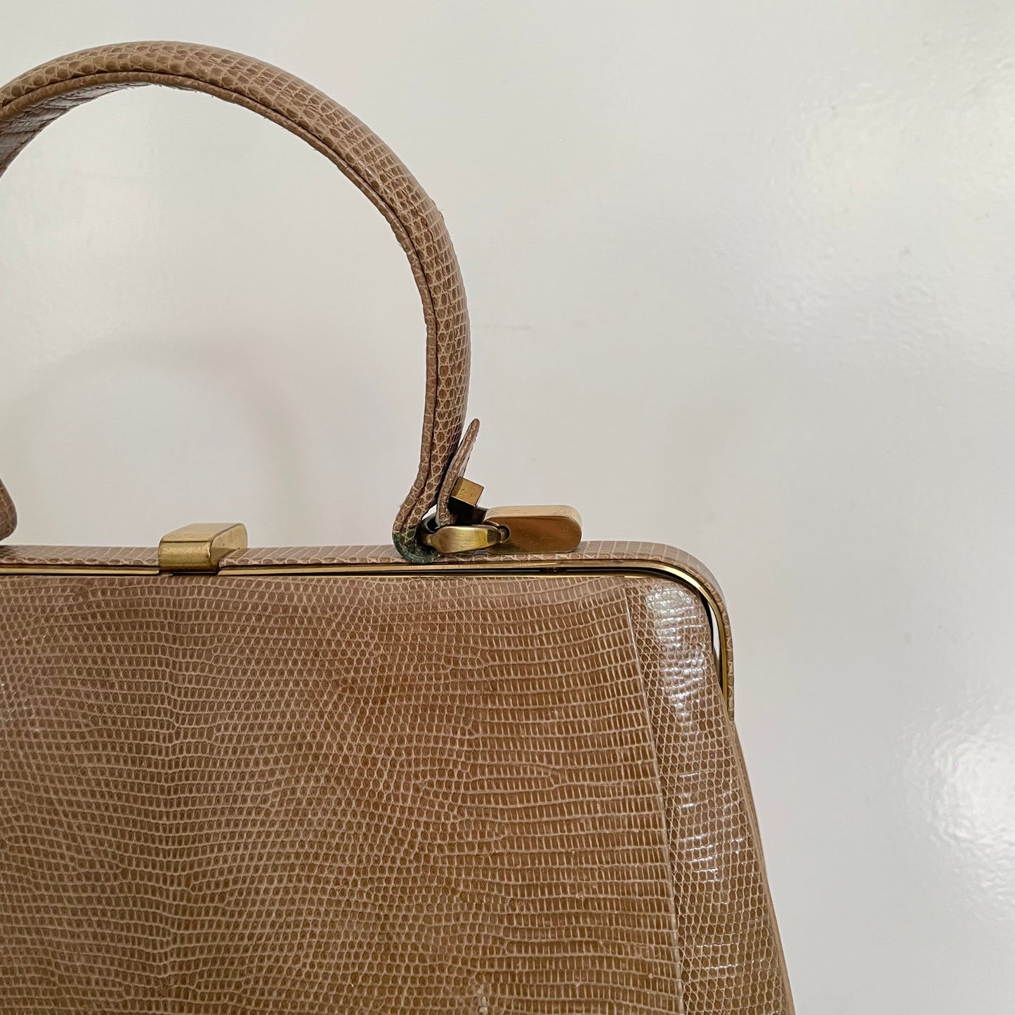Vintage 1950s Ladies frame bag in Sand made in Australia