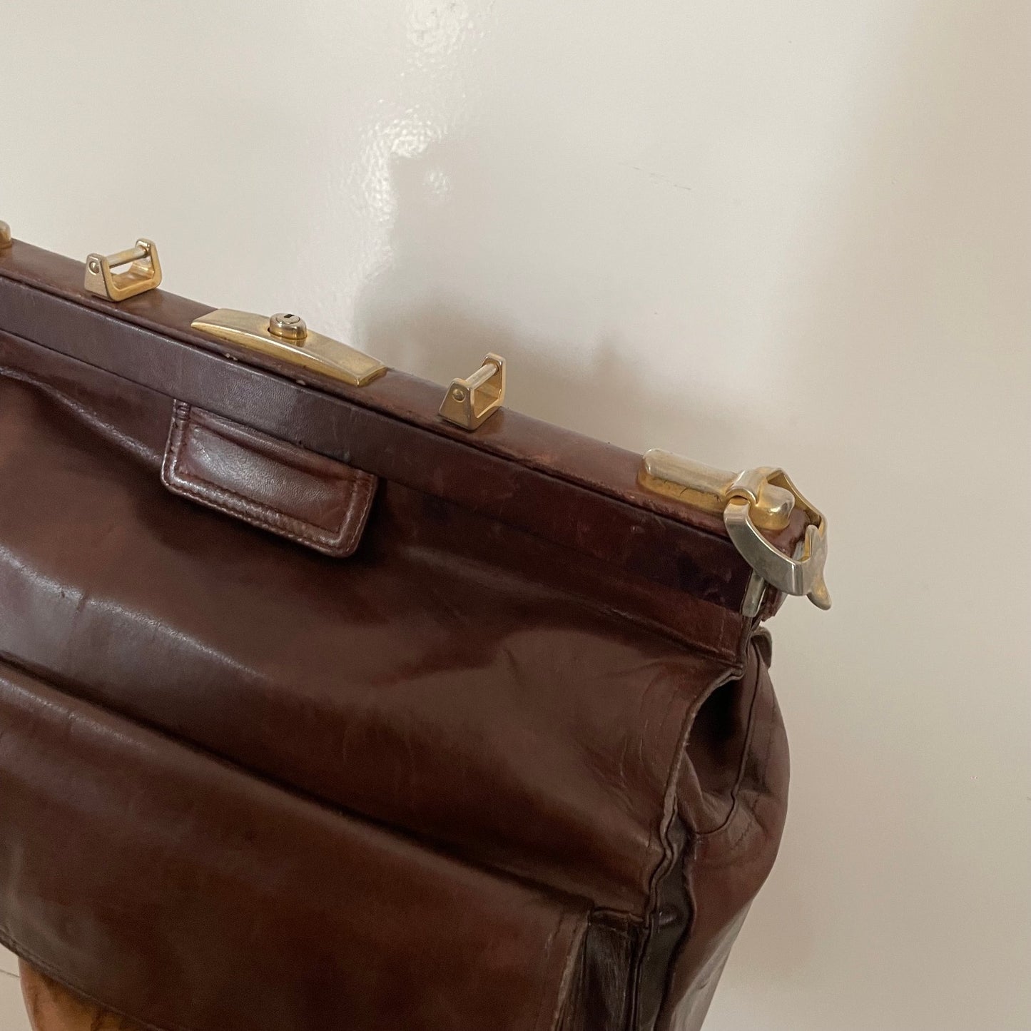 Vintage Lancel Brown Genuine Leather Doctor Bag from Paris