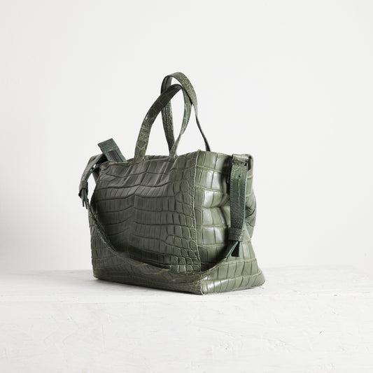 Vintage Lingwu Crocodile leather shoulder bag
