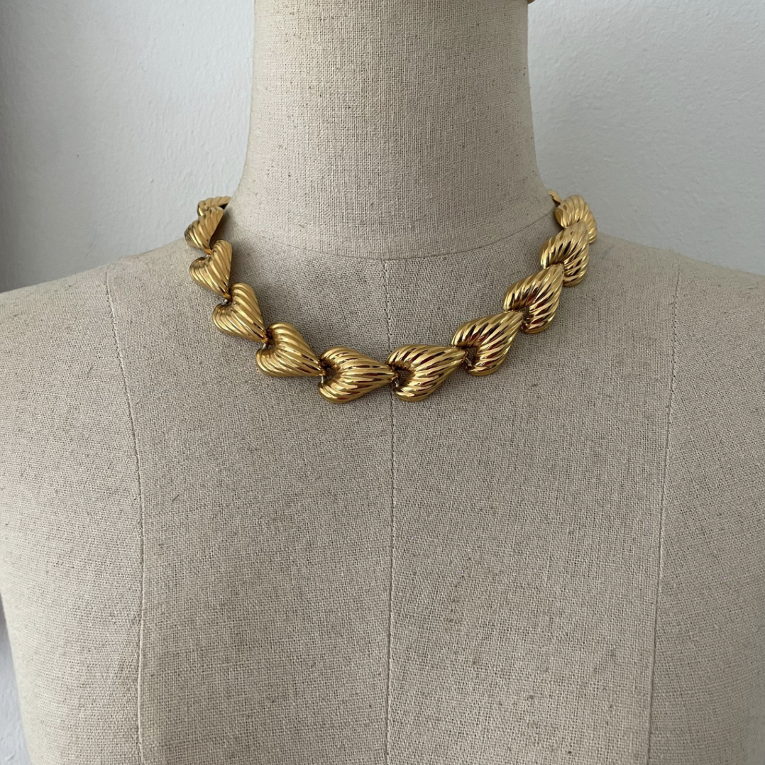 Vintage 80s Anne Klein Heart Motif Chunky Necklace