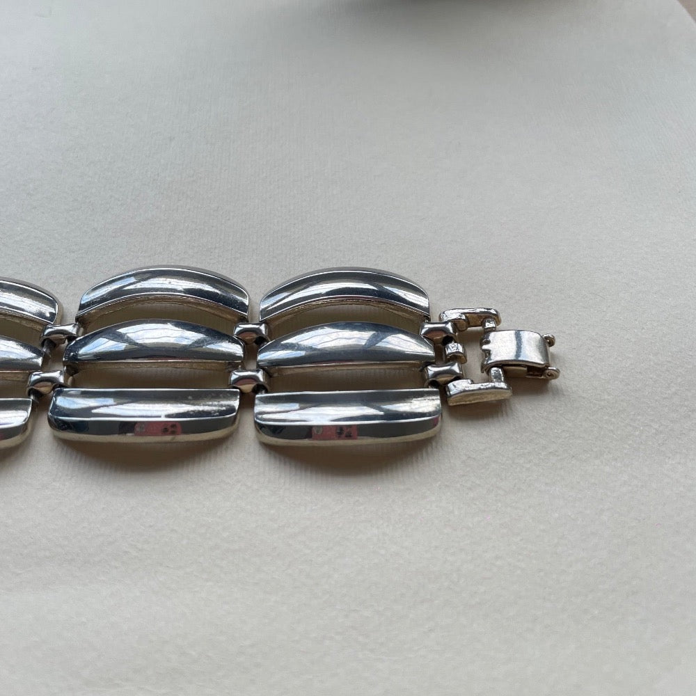 Vintage 1950s mid-century modern chunky silver bracelet
