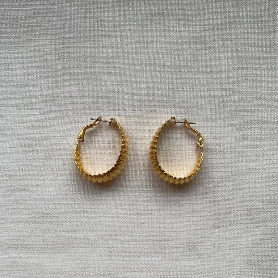 Vintage Monet Ribbed Gold Hoop Earrings