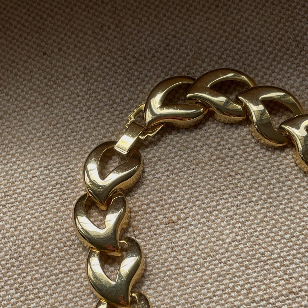 Vintage 1980s Tear drop leaf link necklace