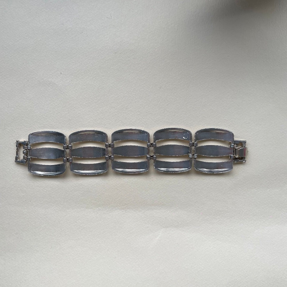 Vintage 1950s mid-century modern chunky silver bracelet