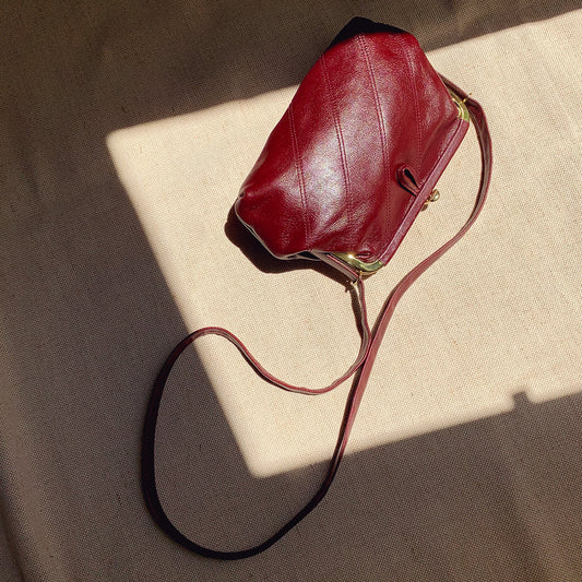 Vintage 1980s Bordeaux Leather Shoulder Bag