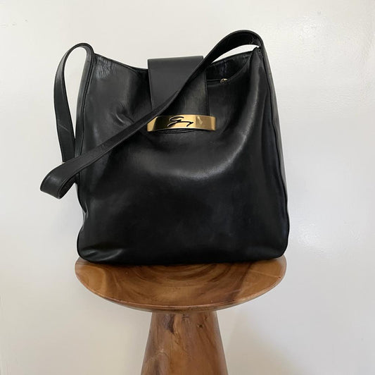 Vintage 1980s GENNY box calf leather tote MADE IN ITALY
