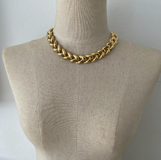 Vintage 1980s bubble gold tone necklace